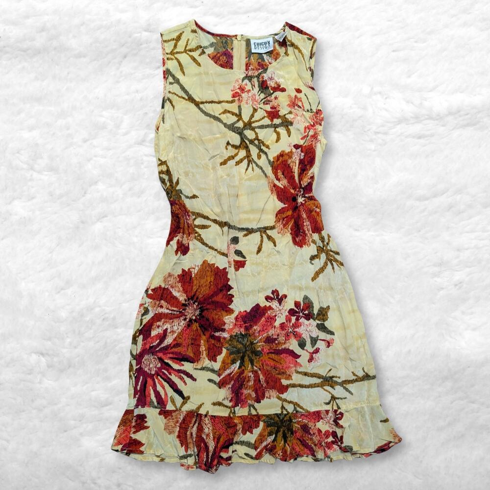 vintage chico's silk tropical floral dress